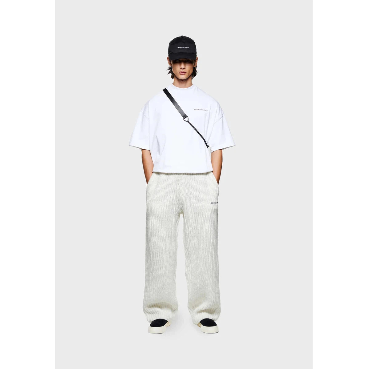 MKI CHUNKY RIB KNIT WIDE LEG JOGGERS OFF-WHITE