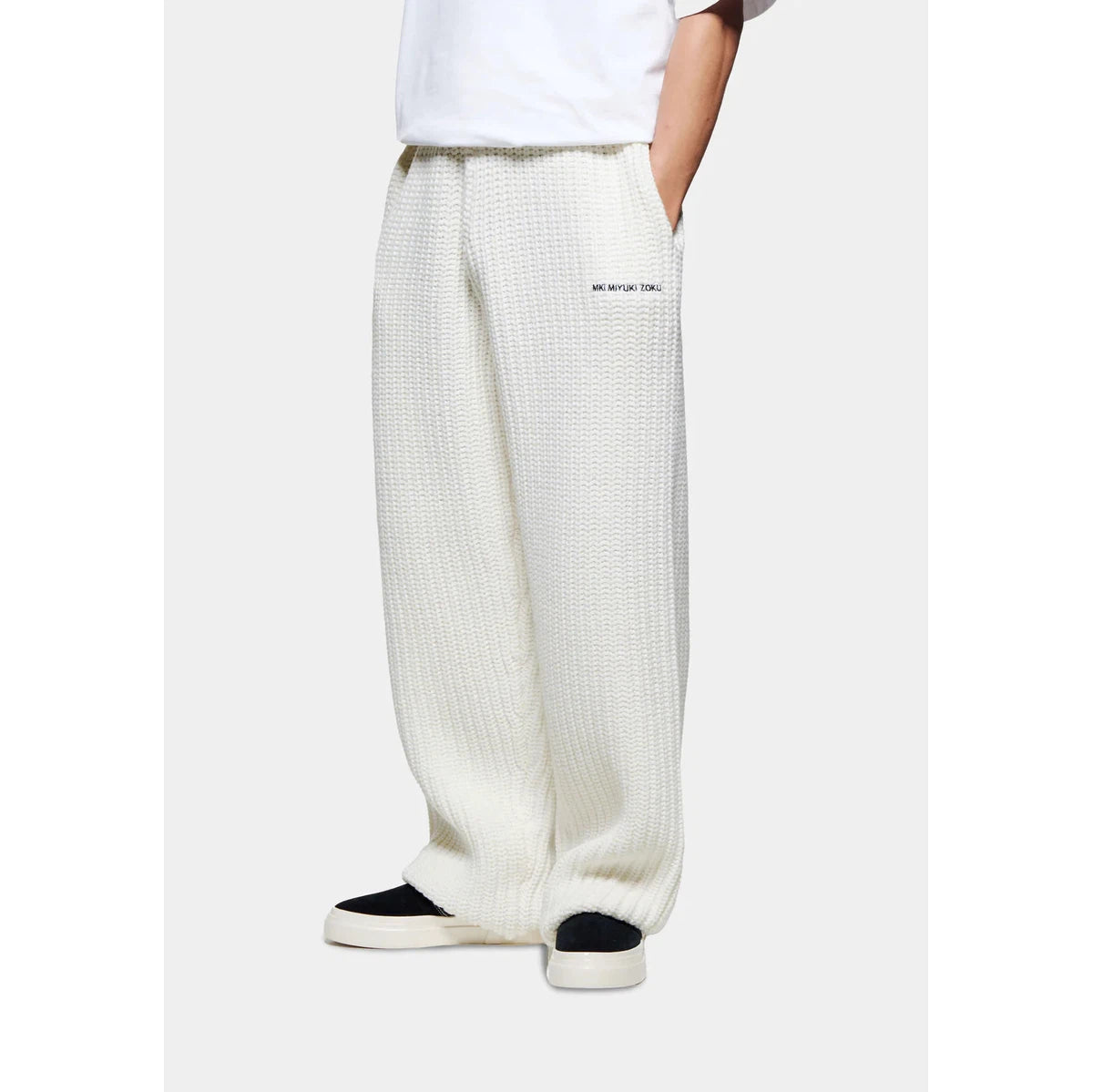 MKI CHUNKY RIB KNIT WIDE LEG JOGGERS OFF-WHITE