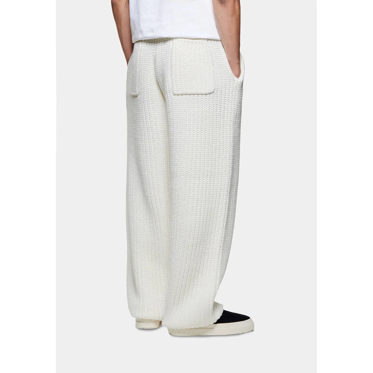 MKI CHUNKY RIB KNIT WIDE LEG JOGGERS OFF-WHITE