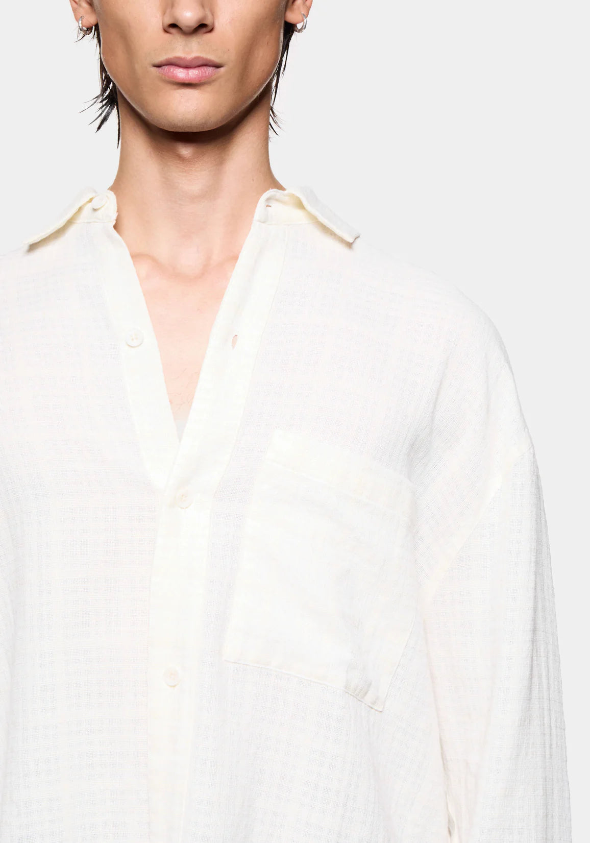 MKI LOOSE WEAVE CHECK BOX DRESS SHIRT