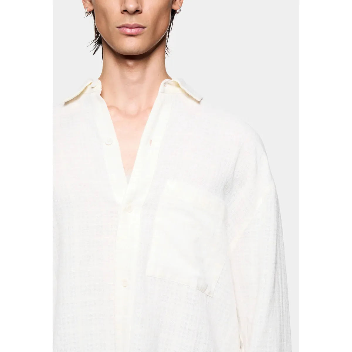 MKI LOOSE WEAVE CHECK BOX DRESS SHIRT