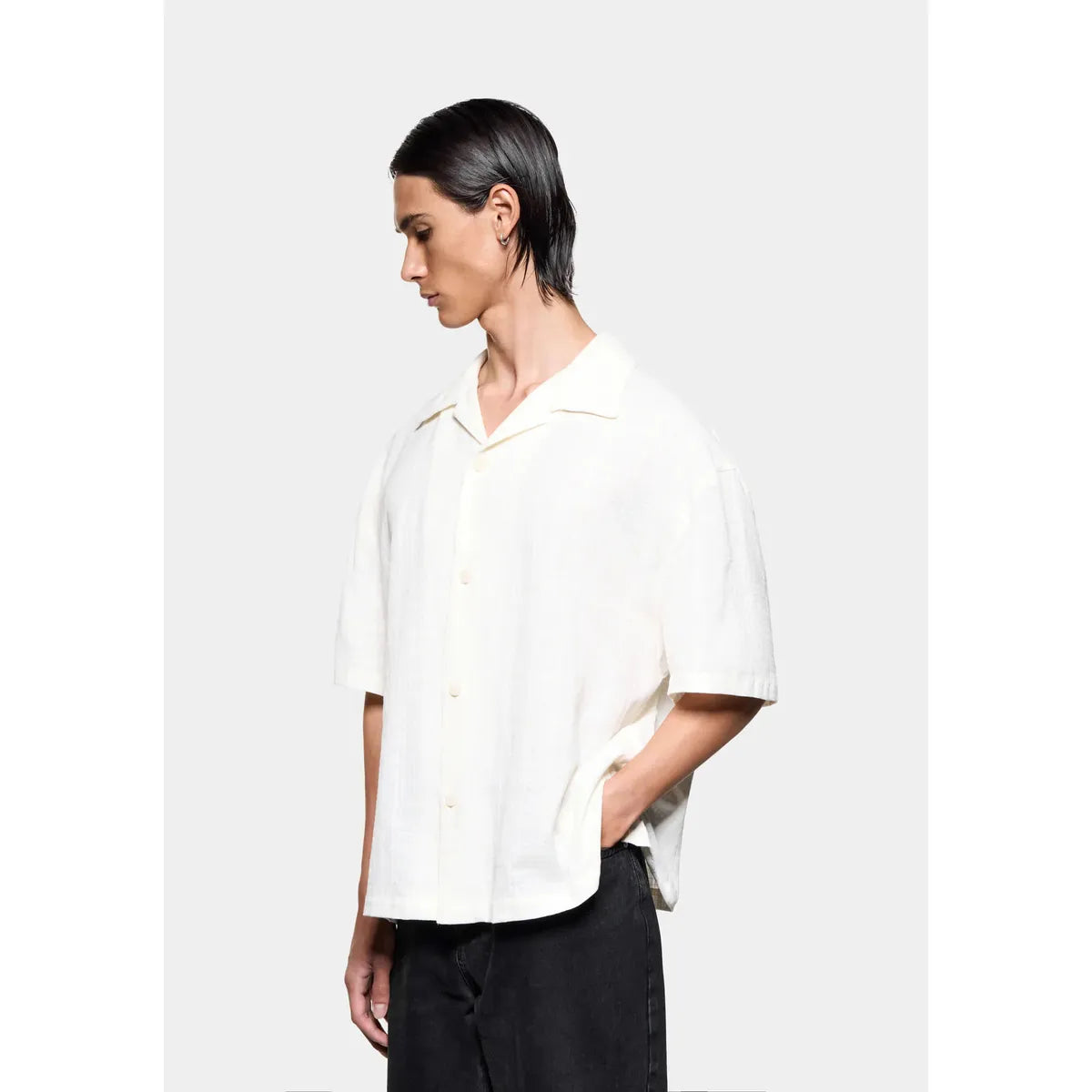 MKI Loose Weave Check Vacation Shirt in Bone
