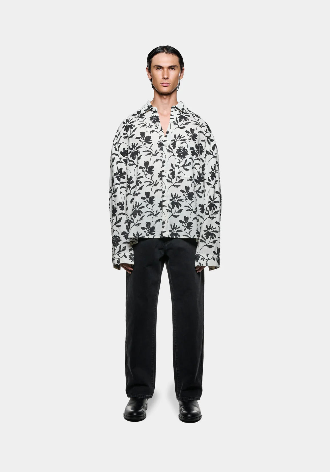 MKI FLORAL LINEN BOX DRESS SHIRT