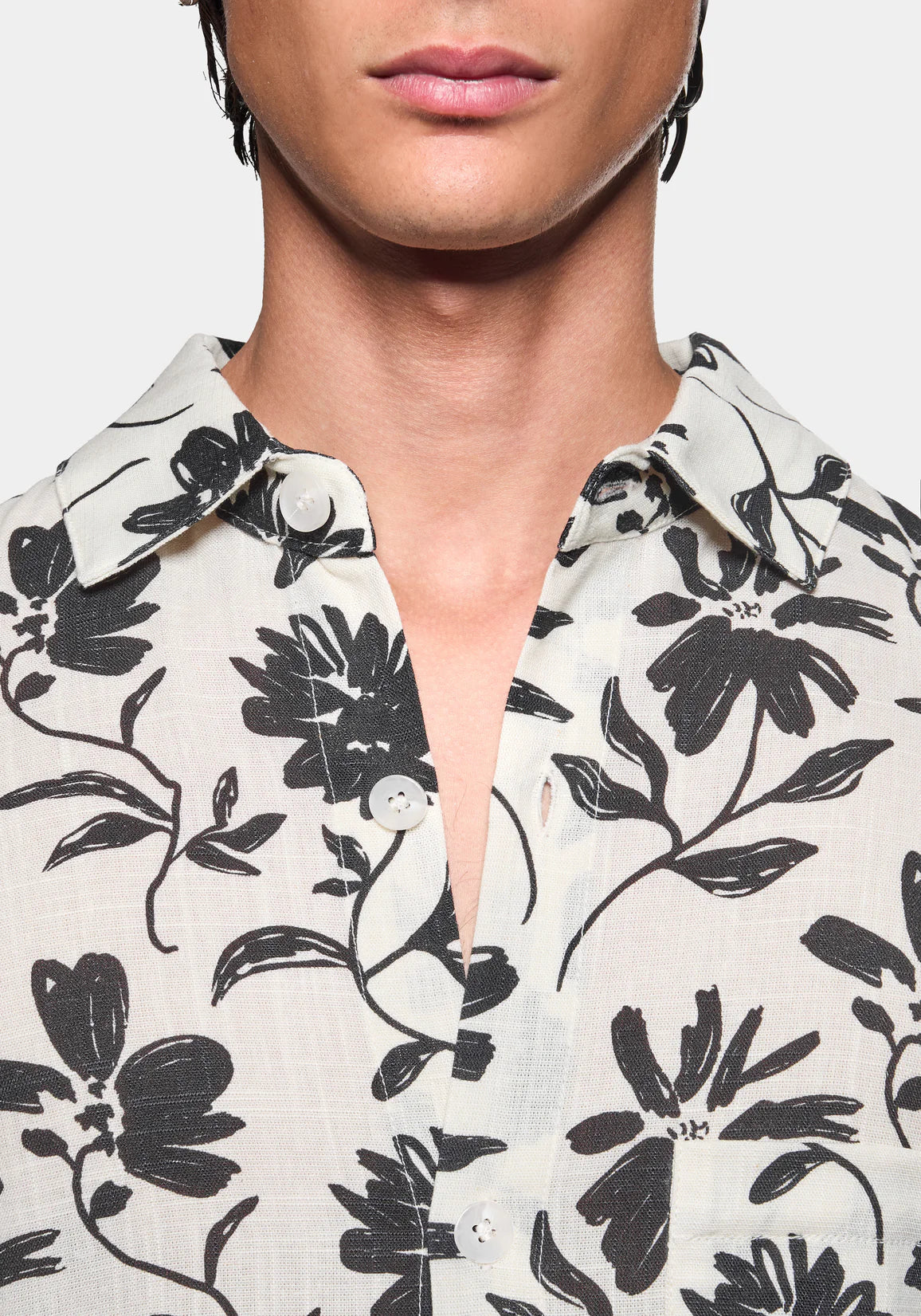 MKI FLORAL LINEN BOX DRESS SHIRT