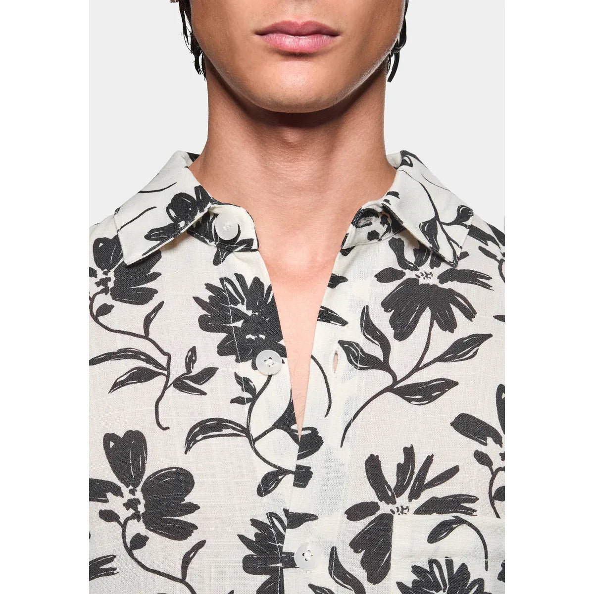 MKI FLORAL LINEN BOX DRESS SHIRT