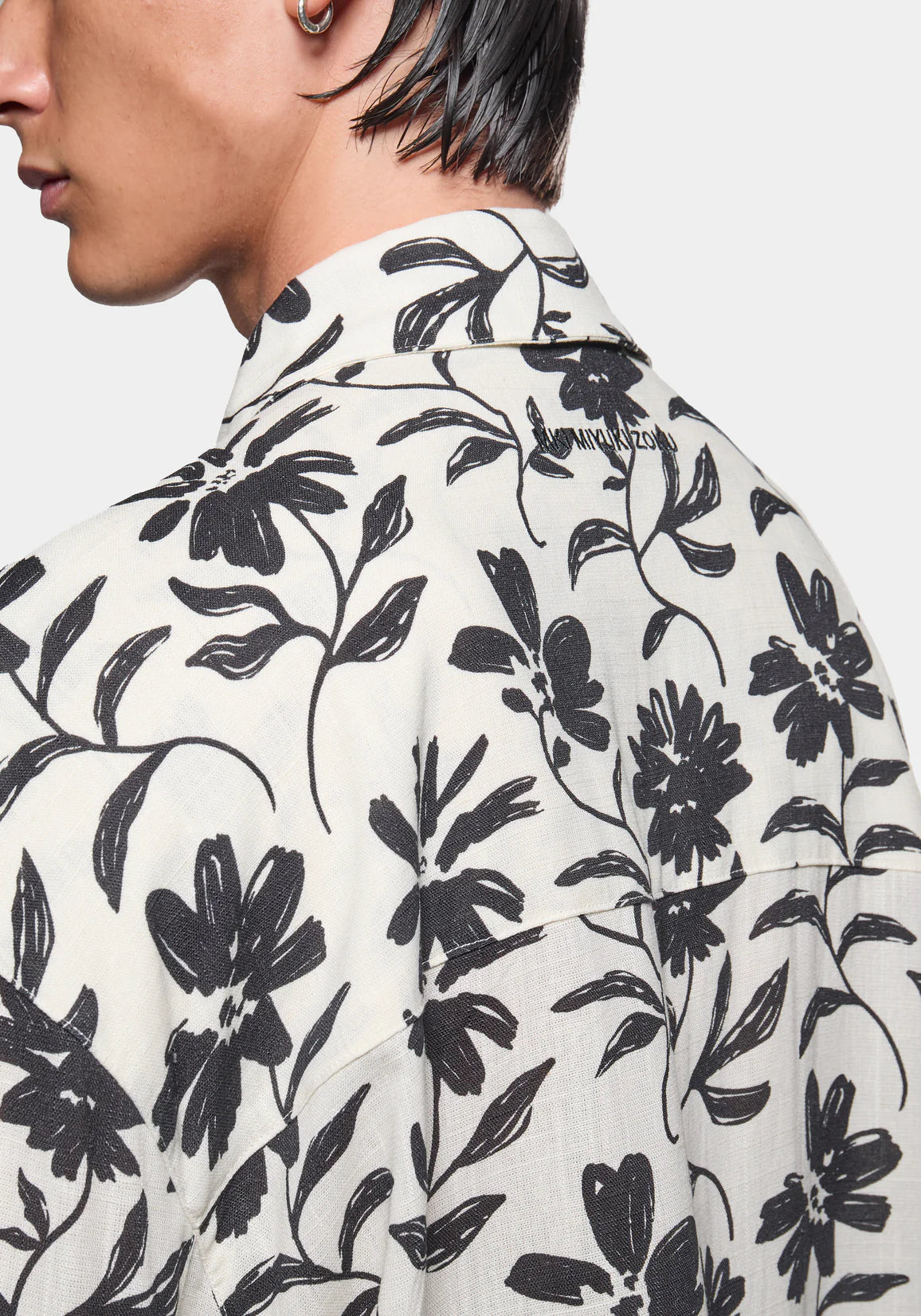 MKI FLORAL LINEN BOX DRESS SHIRT