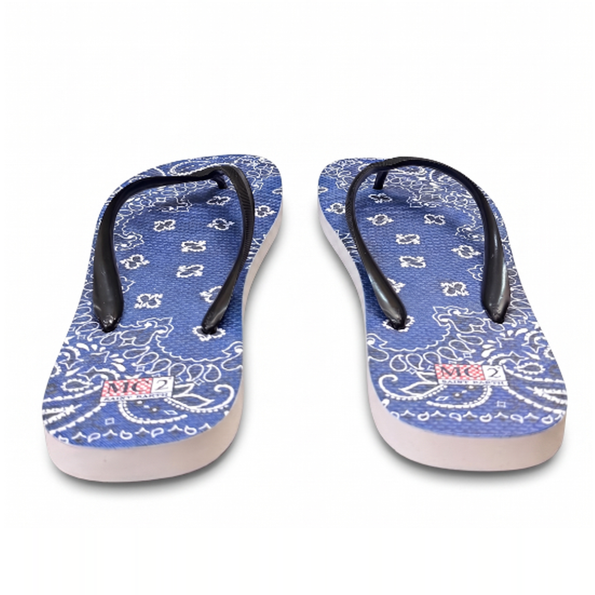 MC2 Saint Barth Tommy Flip Flops in Blue Denim Bandana Print