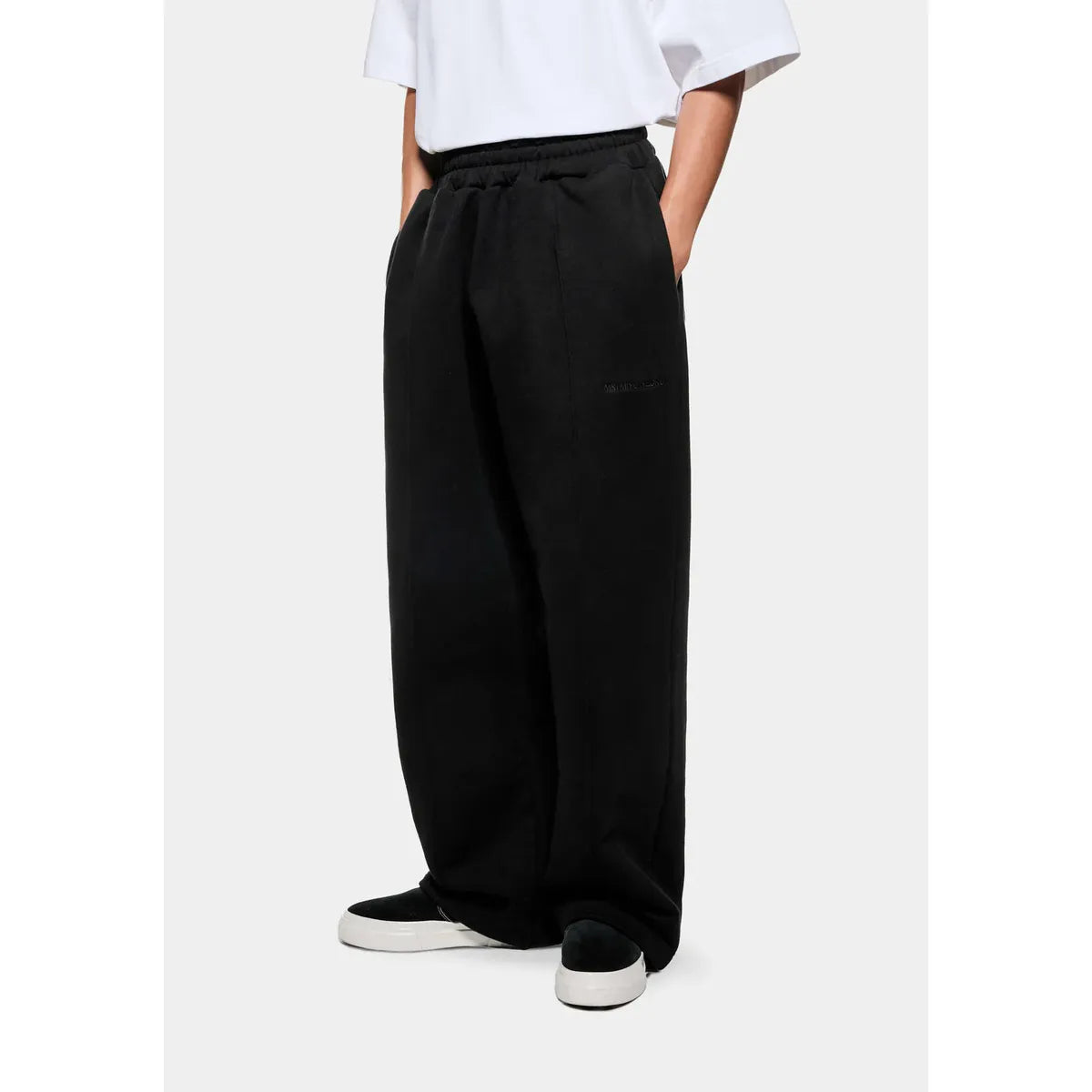 MKI 800 GSM SUPERWEIGHT WIDE LEG BLACK JOGGERS