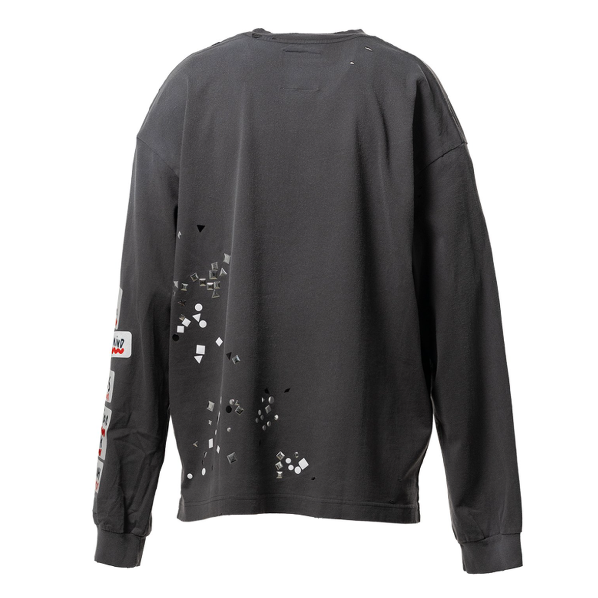 Maison Mihara Embellished Sticker Long Sleeve Black T-shirt