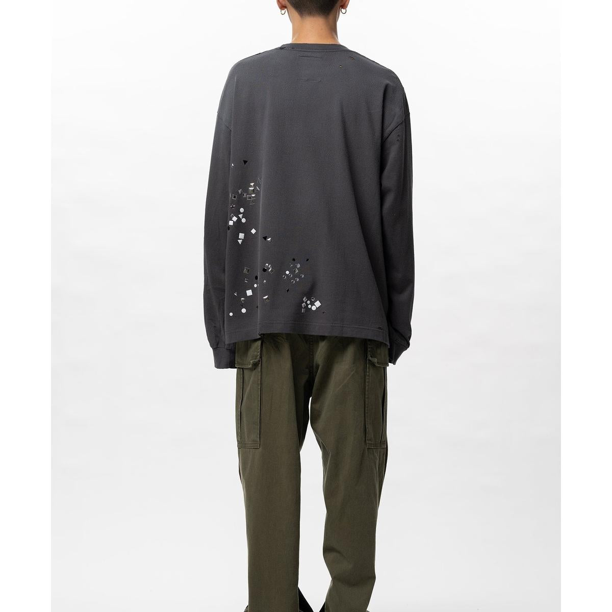 Maison Mihara Embellished Sticker Long Sleeve Black T-shirt