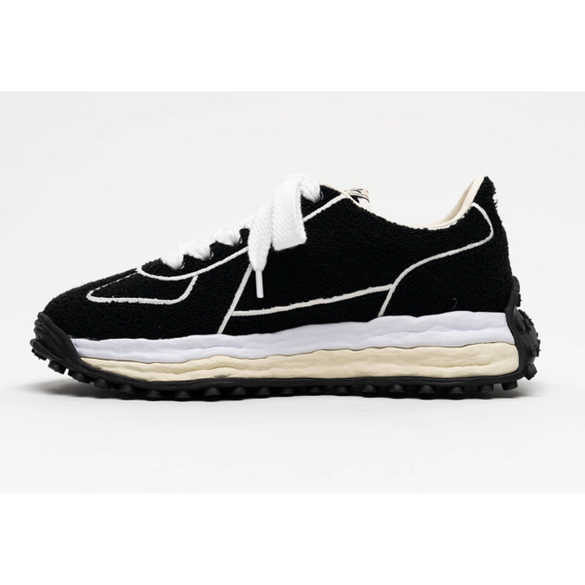Maison Mihara Yasuhiro "LARRY" Black Chenille Embroidey Canvas Sneaker