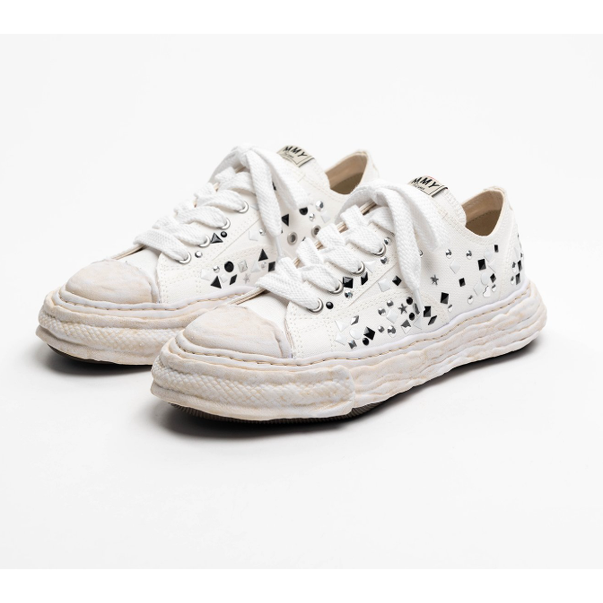 Maison Mihara Yasuhiro "PETERSON23" White Embellished Canvas Sneaker