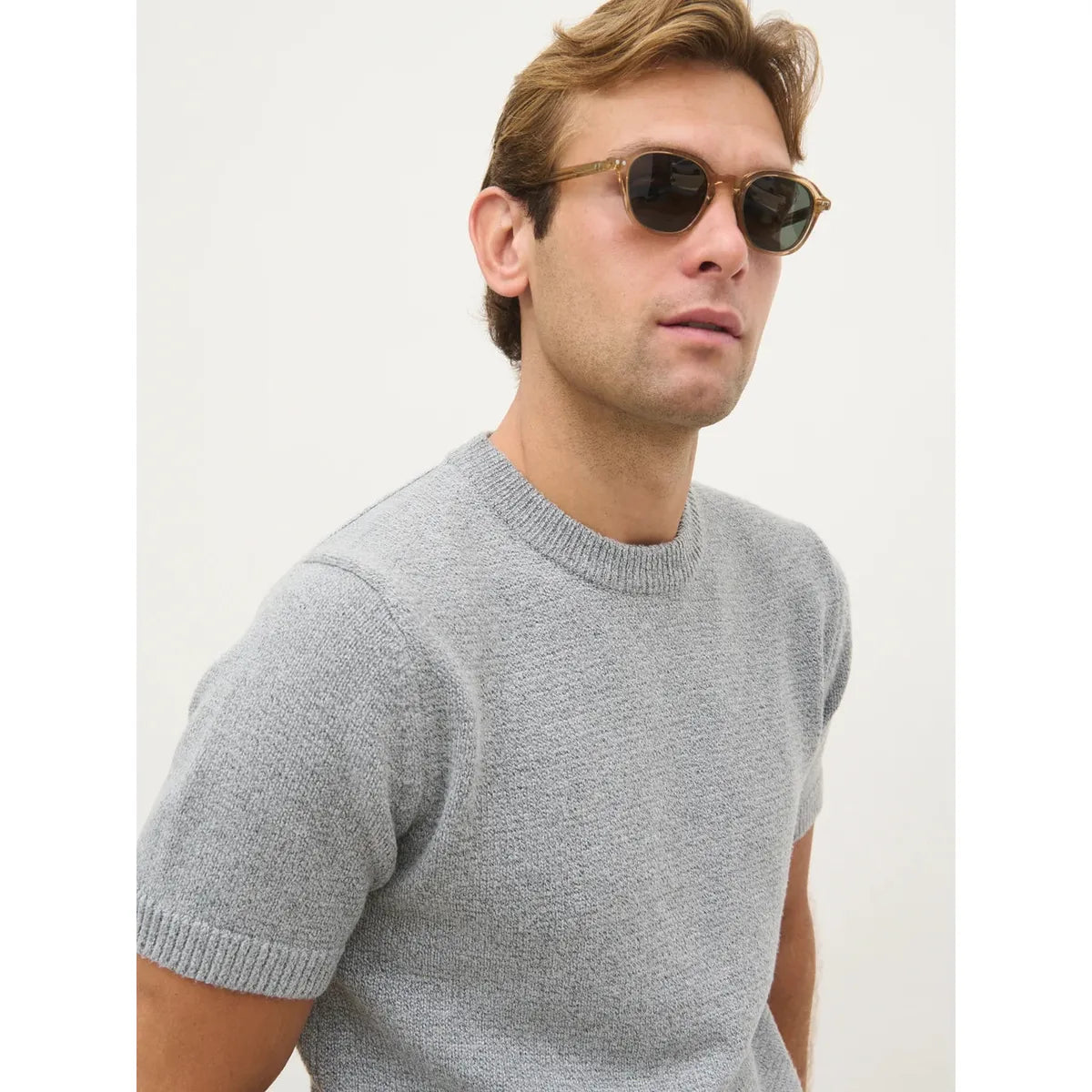 NOBL Nathan Crew Neck Knit T-Shirt Grey
