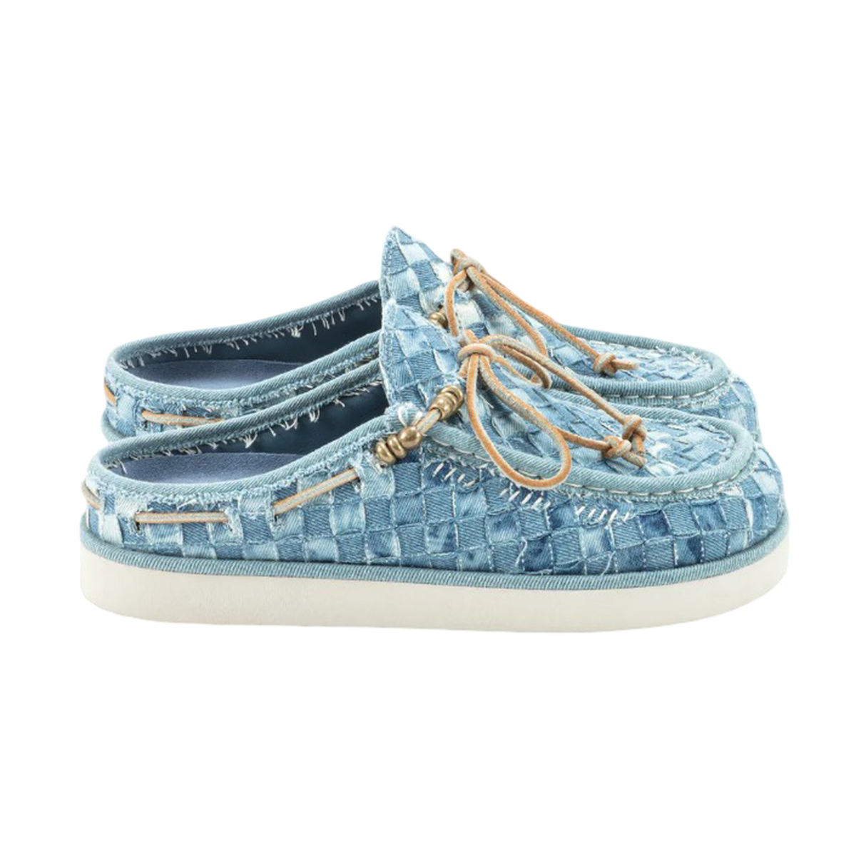 Caleb Kaia Blue Denim Blue Embroidered Mules