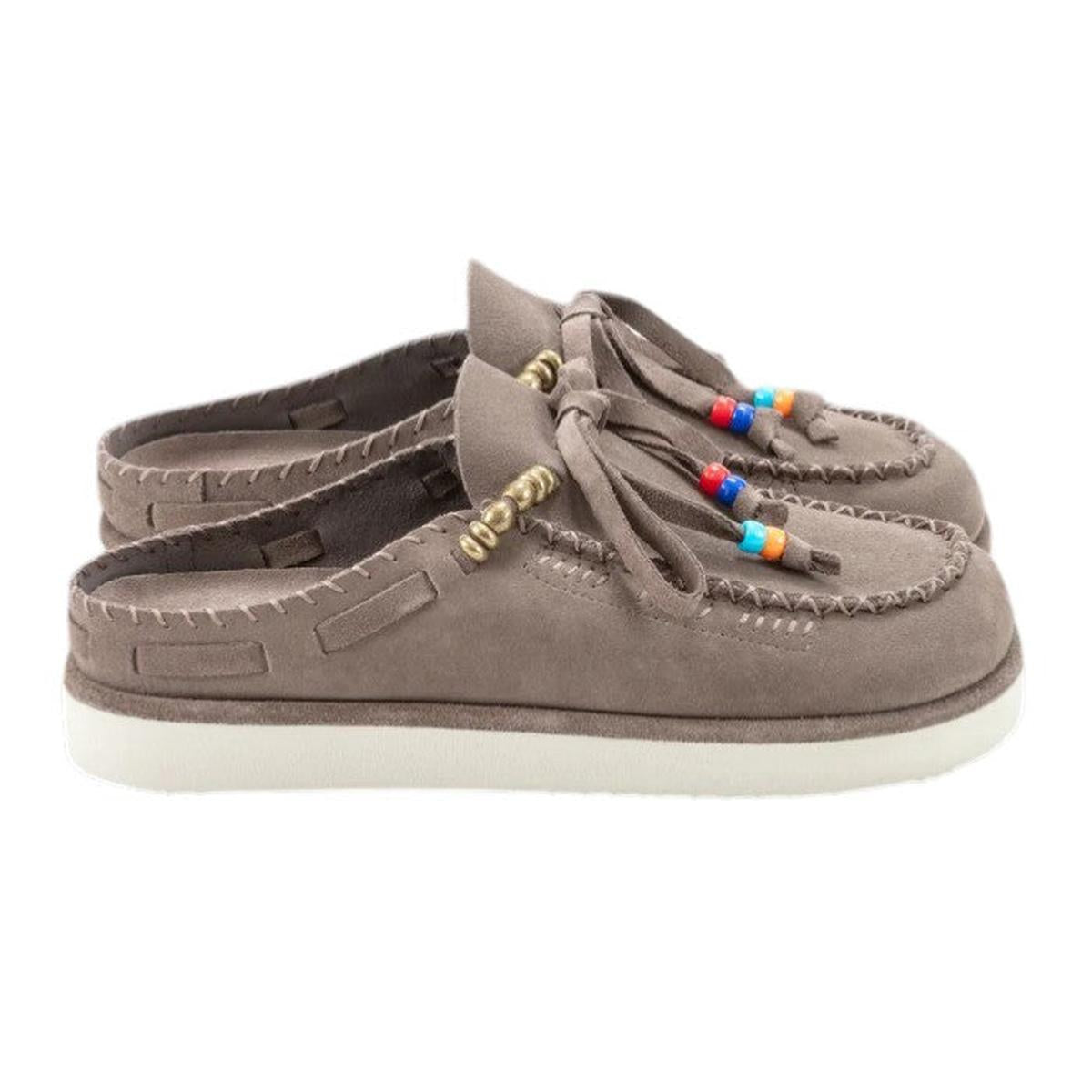 Caleb Kaia Taupe Embroidered Mules