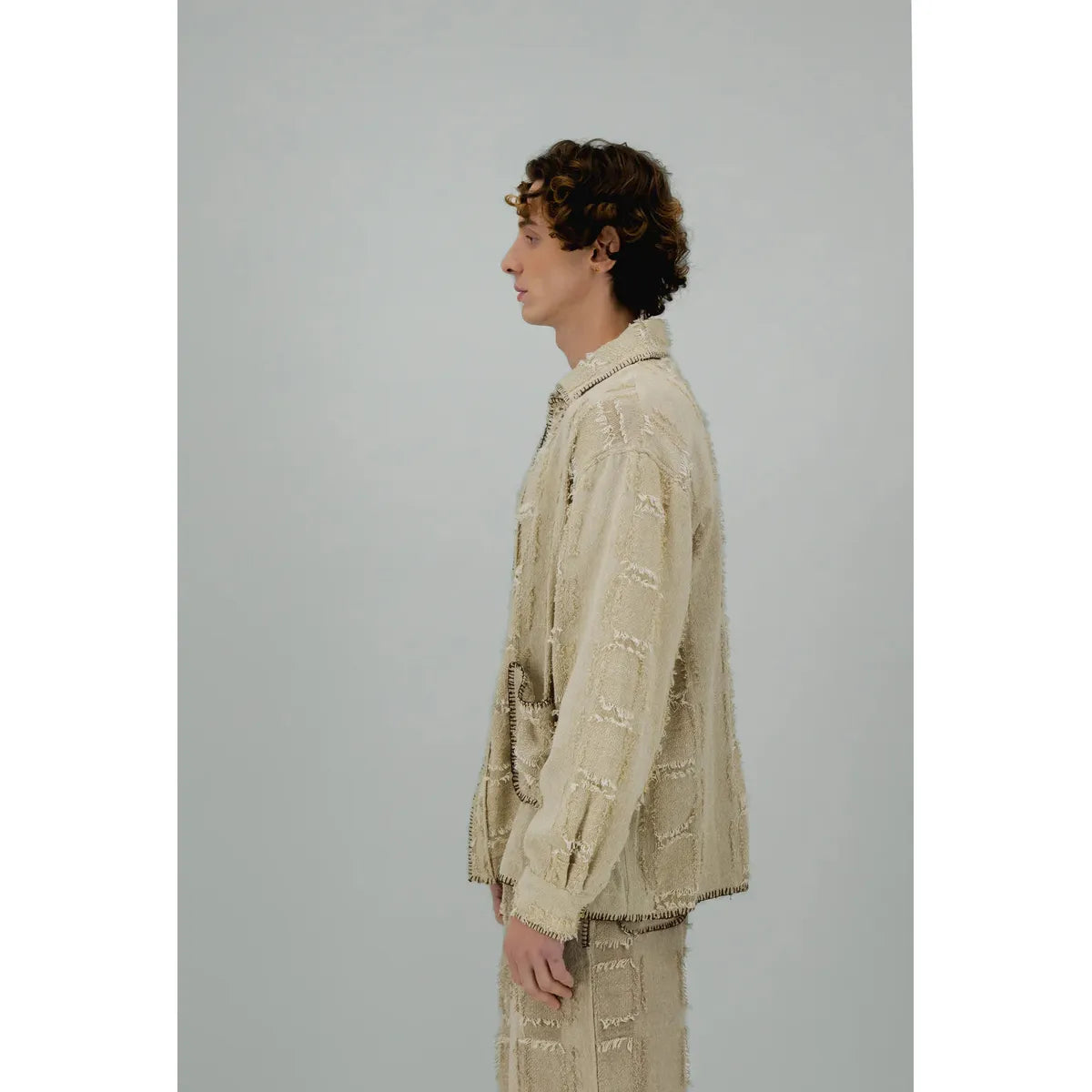 Caleb Fantaisy Off-White Overshirt With Fancy Details