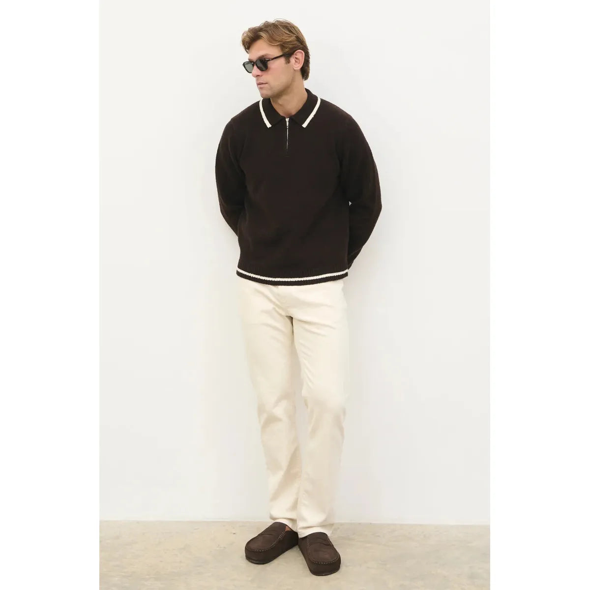 NOBL Oakley Boucle Knit Jumper Brown