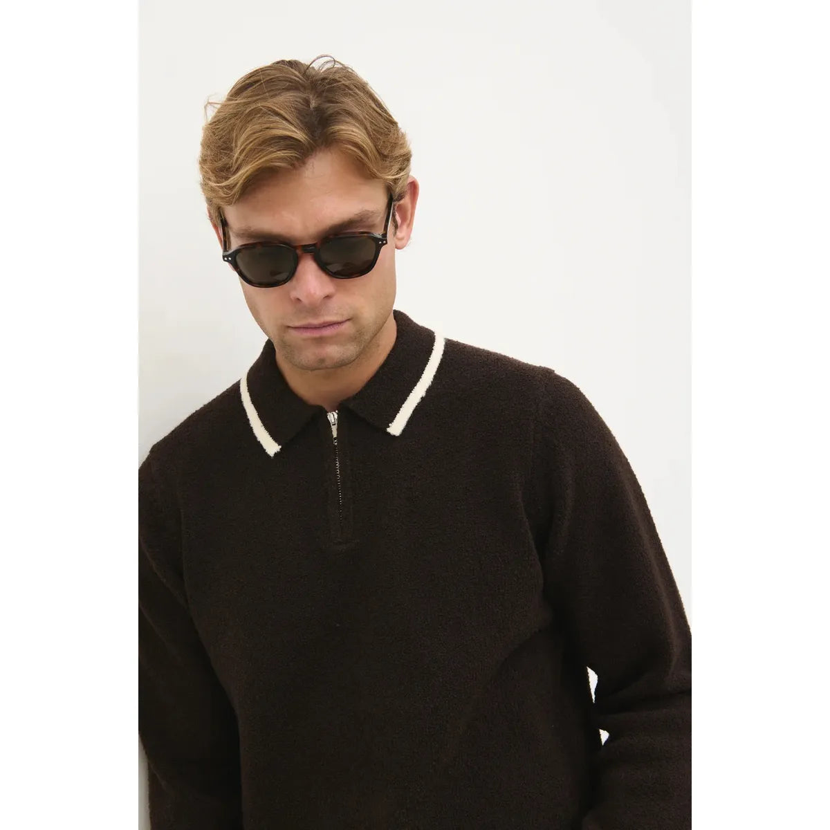 NOBL Oakley Boucle Knit Jumper Brown
