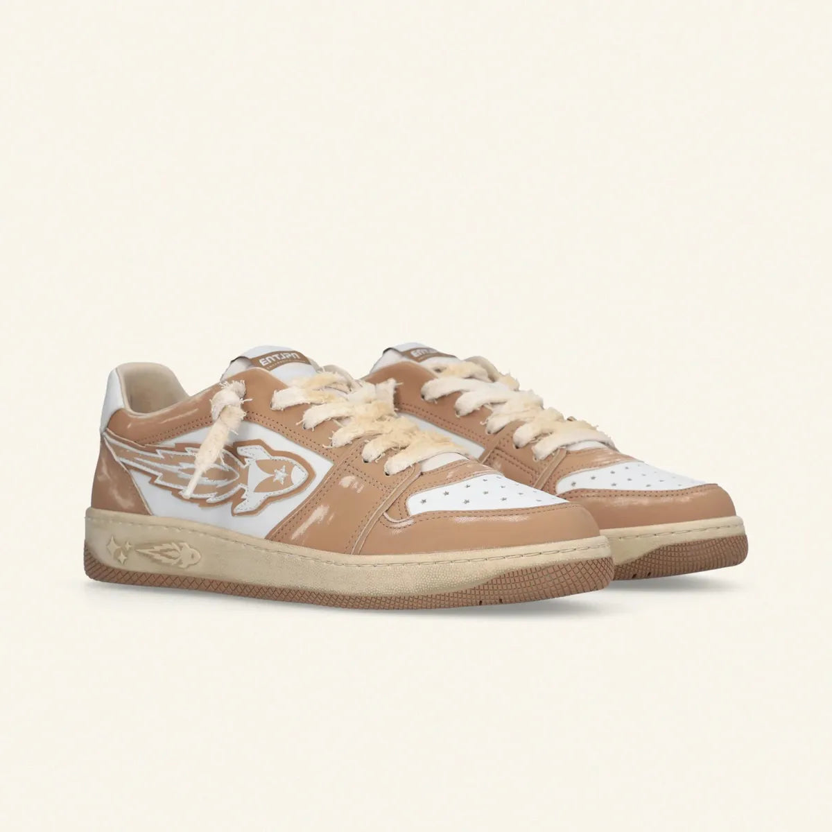 Enterprise Japan EGG Rocket Sneakers In Camel/Dirty White Vintage Nappa