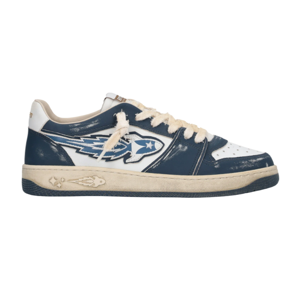 Enterprise Japan EGG Rocket Sneakers In Dark Blue/Dirty White Vintage Nappa