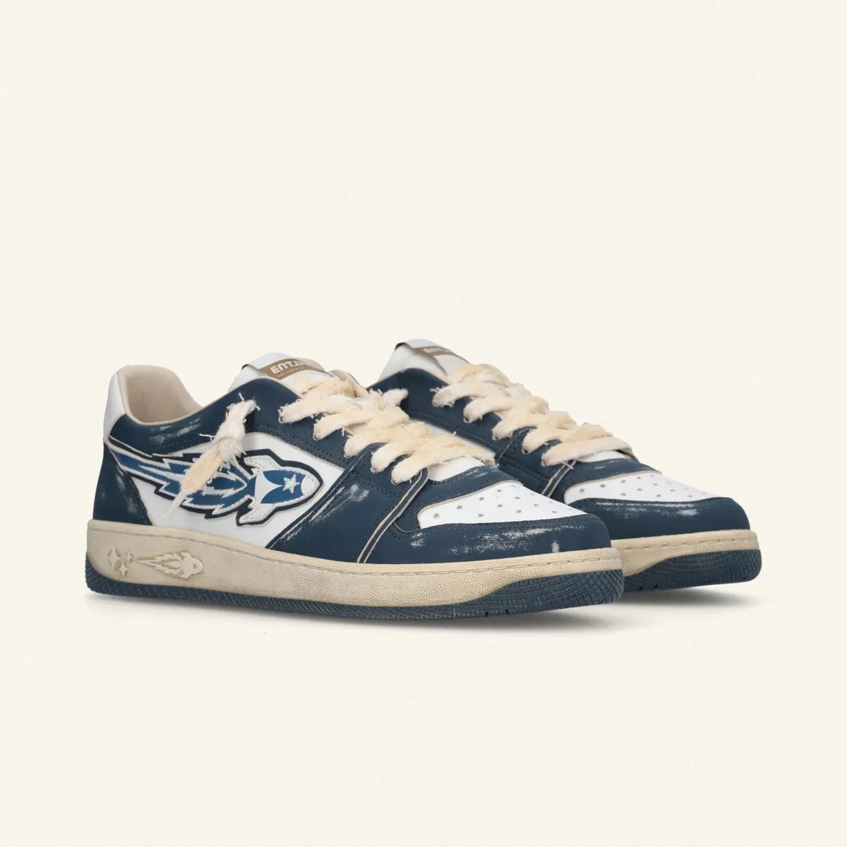 Enterprise Japan EGG Rocket Sneakers In Dark Blue/Dirty White Vintage Nappa