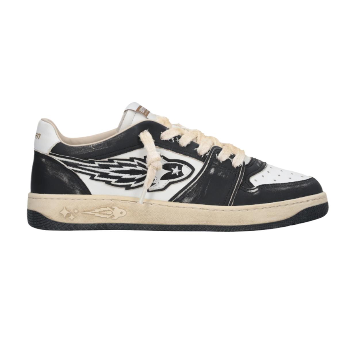 Enterprise Japan EGG Rocket Sneakers In Black/Dirty White Vintage Nappa