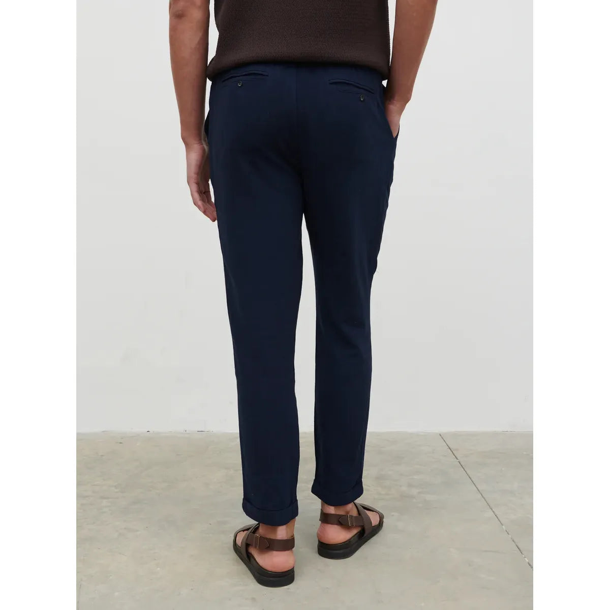 NOBL Rafe Linen Drawstring Trousers Navy