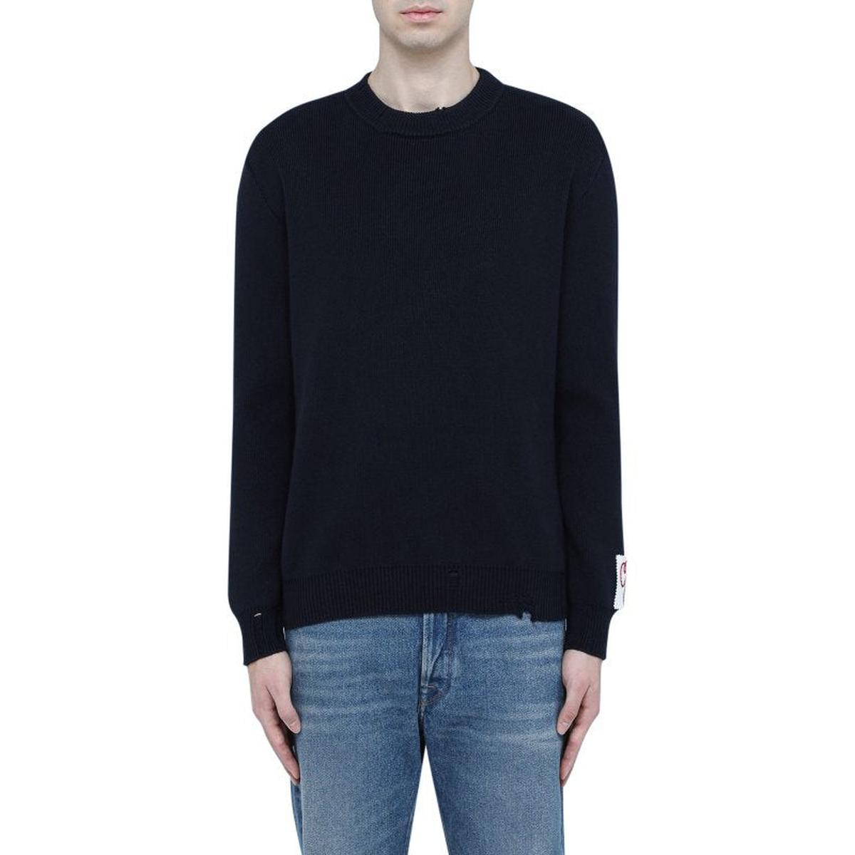 Golden Goose Round-Neck Cotton Sweater in Dark Blue
