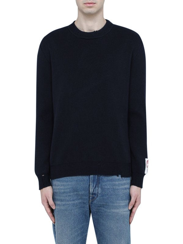 Golden Goose Round-Neck Cotton Sweater in Dark Blue