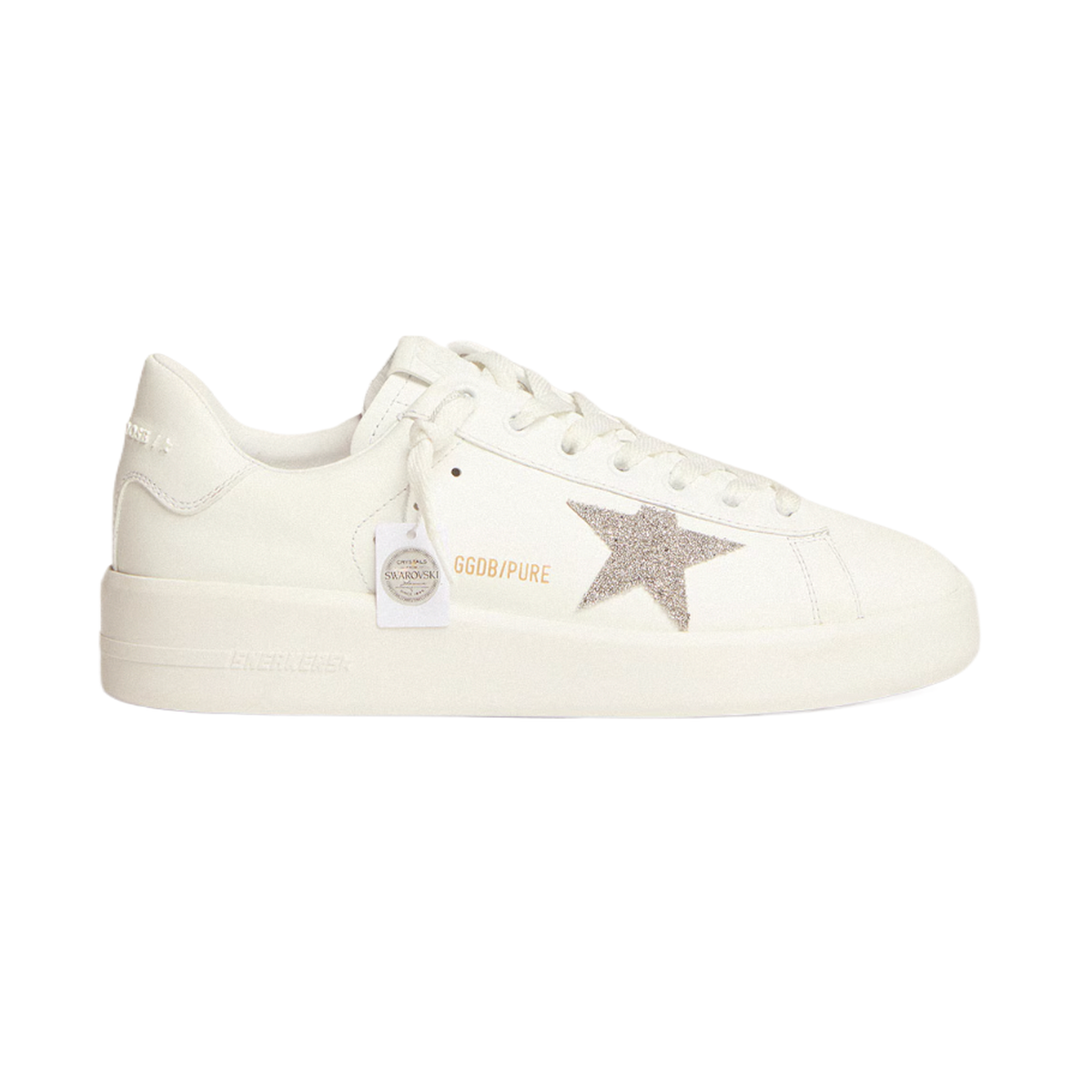 Golden Goose White Purestar With Silver Swarovski Crystal Star