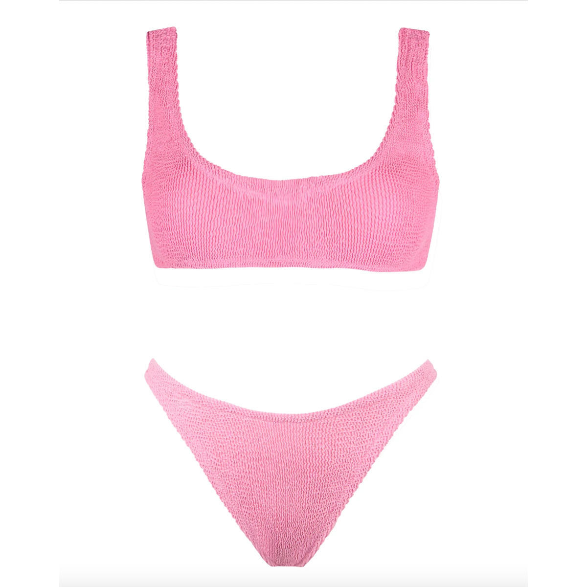 Pink Crinkle Fabric Bralette Bikini
