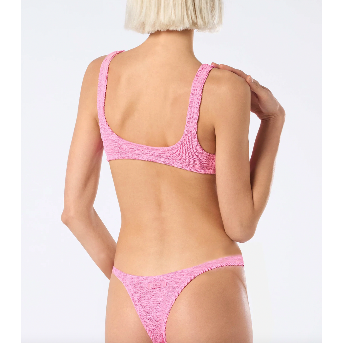 Pink Crinkle Fabric Bralette Bikini