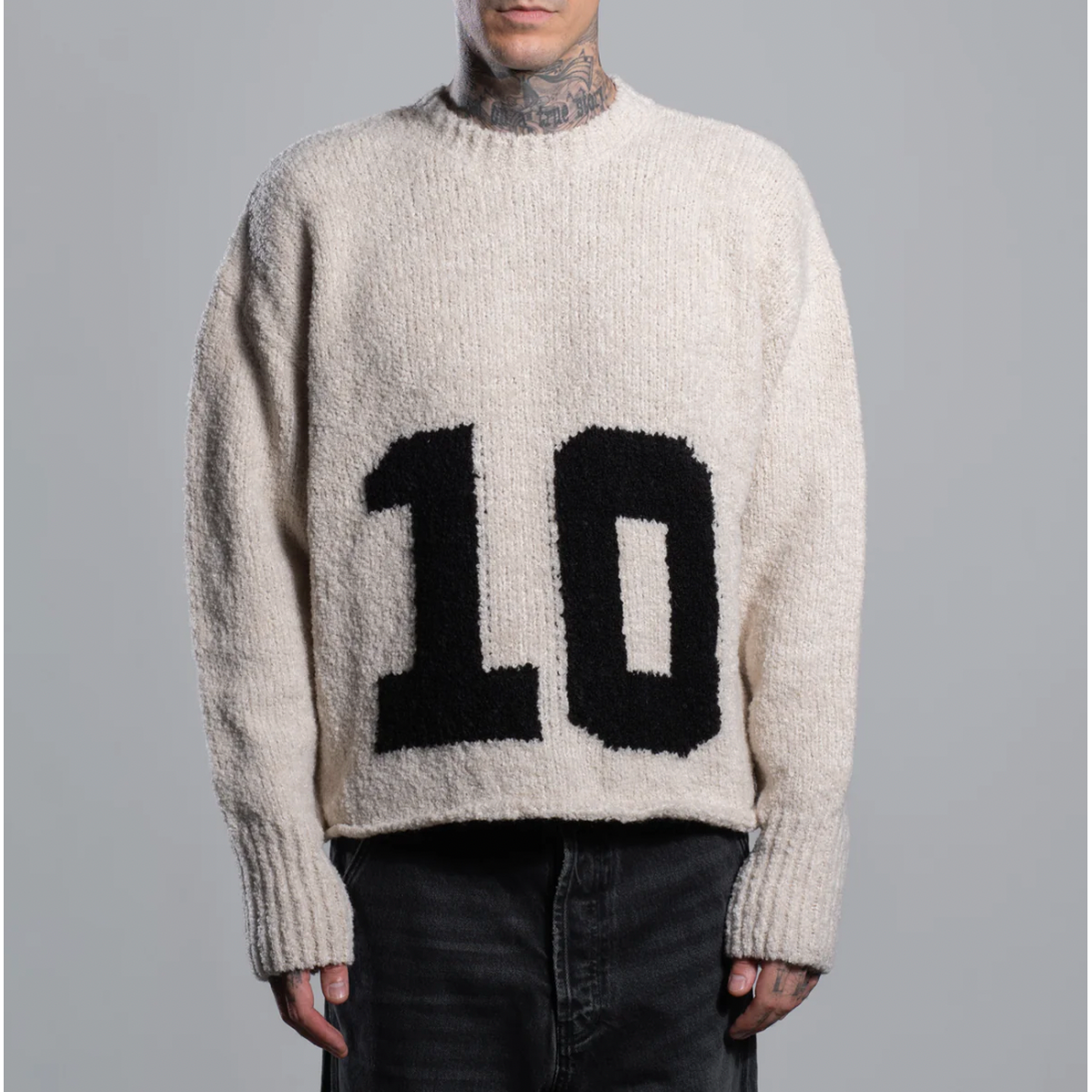 ASKYURSELF - BOUCLE KNIT ECRU JERSEY