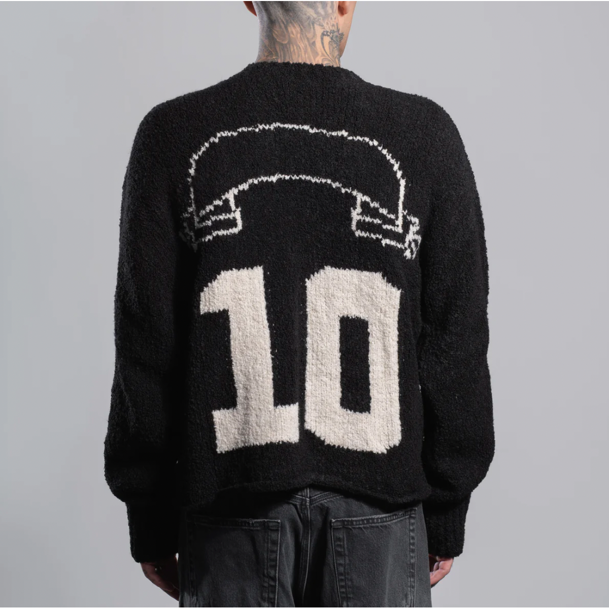 ASKYURSELF - BOUCLE KNIT BLACK JERSEY