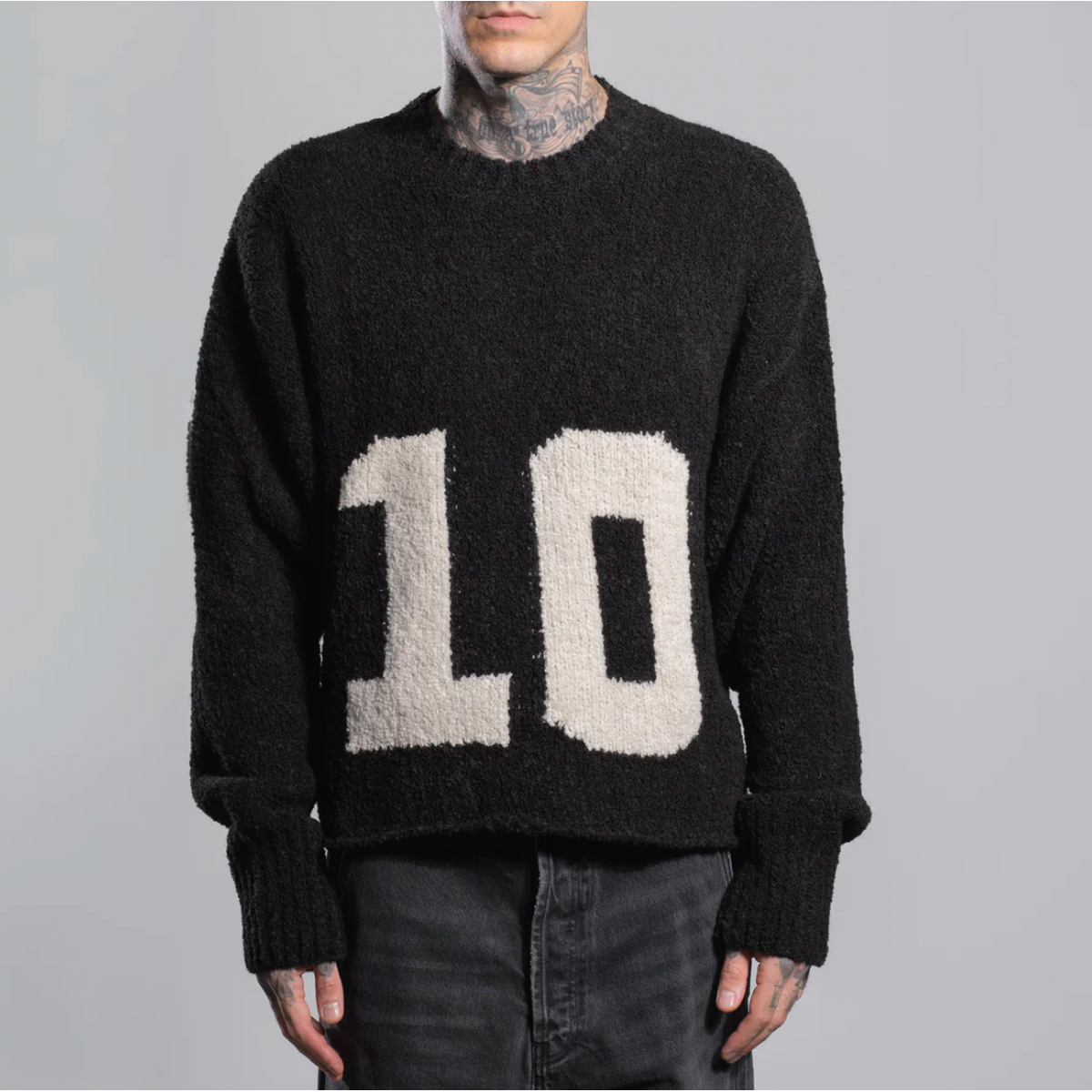 ASKYURSELF - BOUCLE KNIT BLACK JERSEY