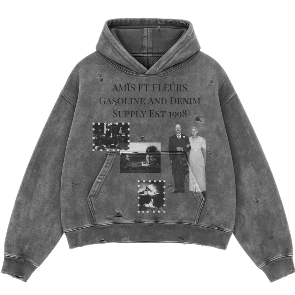 Amis Et Fleurs Denim Supply Dark Grey Hoodie