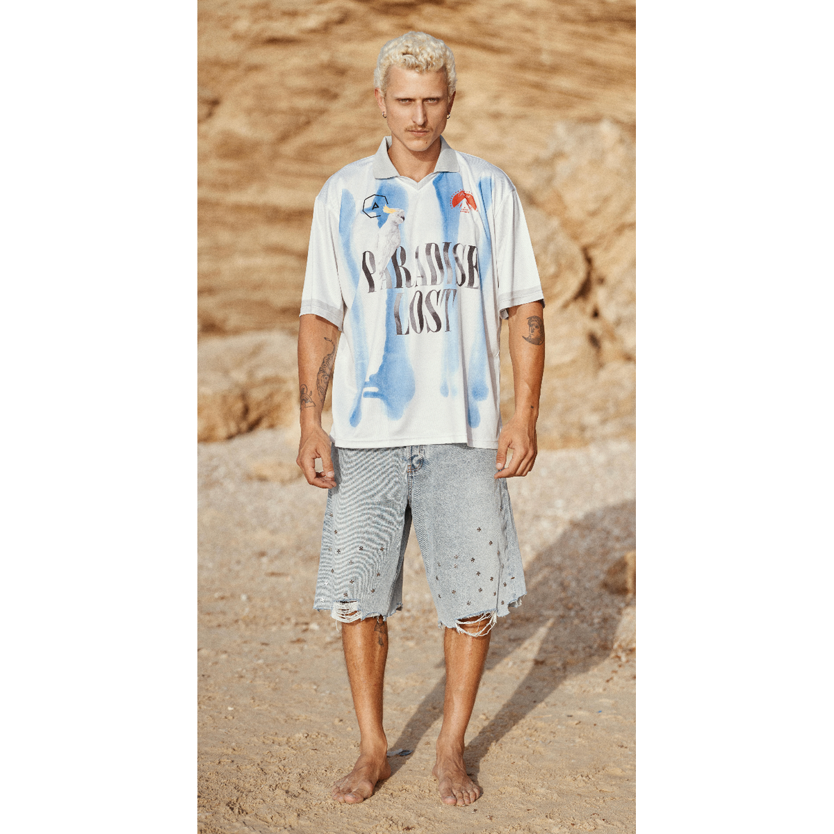 Alchemist Paradise Lost Striped Blue Spray Paint Game Jersey T-Shirt