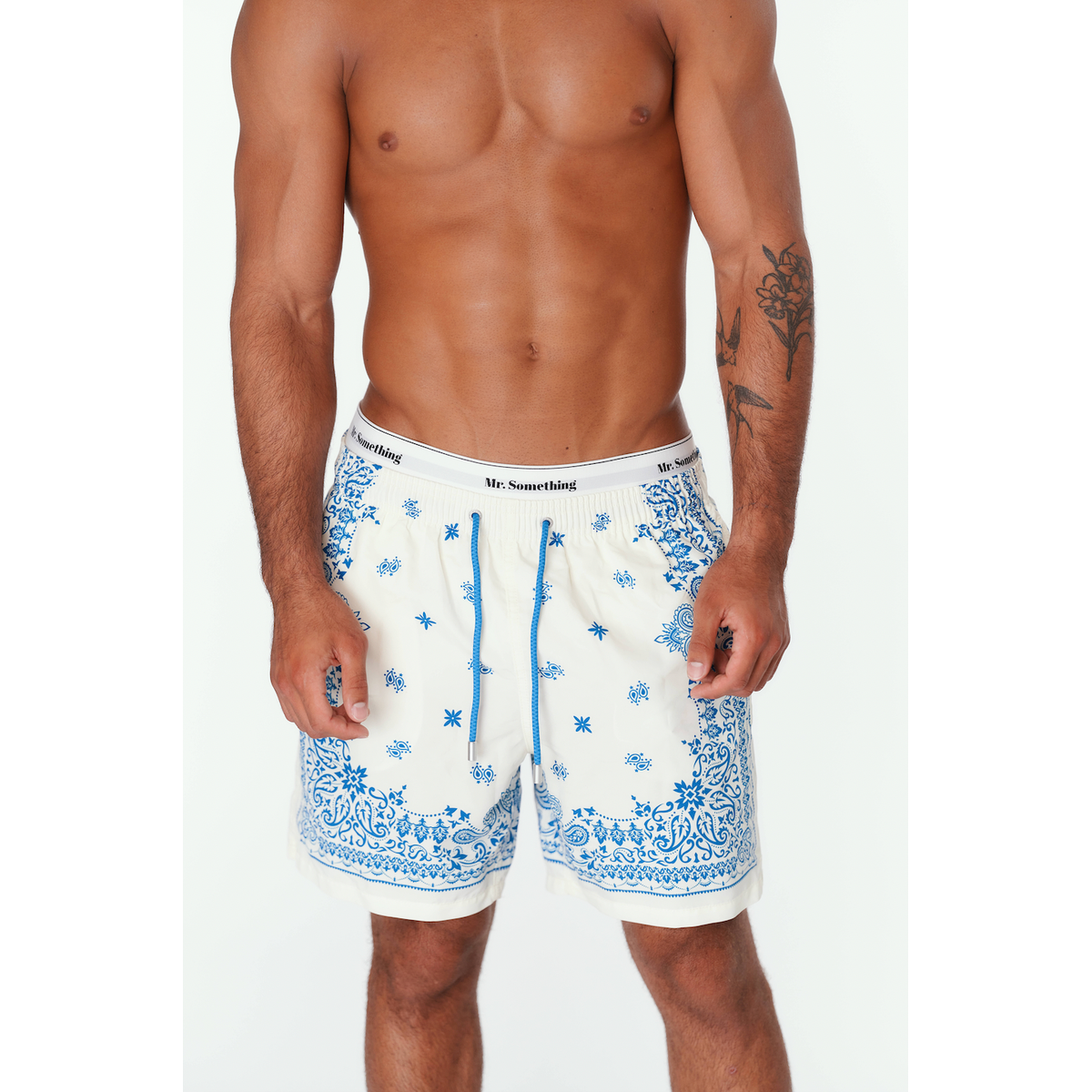 MC2 Saint Barth Gustavia Swim Shorts in Light Blue Bandana Paisley Print