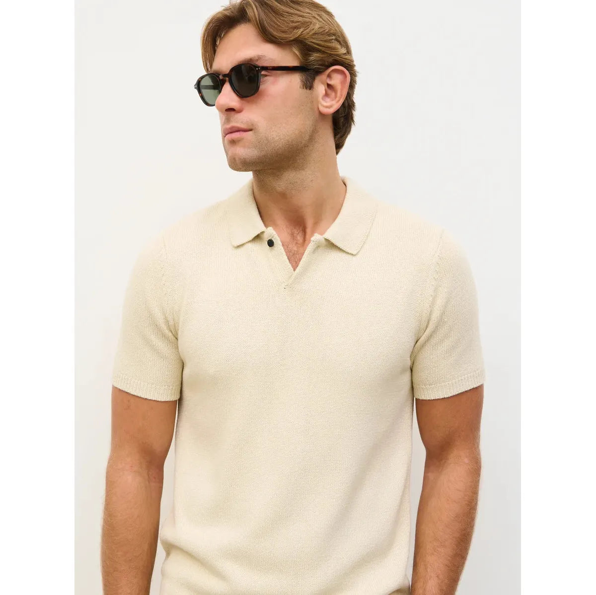 NOBL Syd Single Button Collar Knit Polo