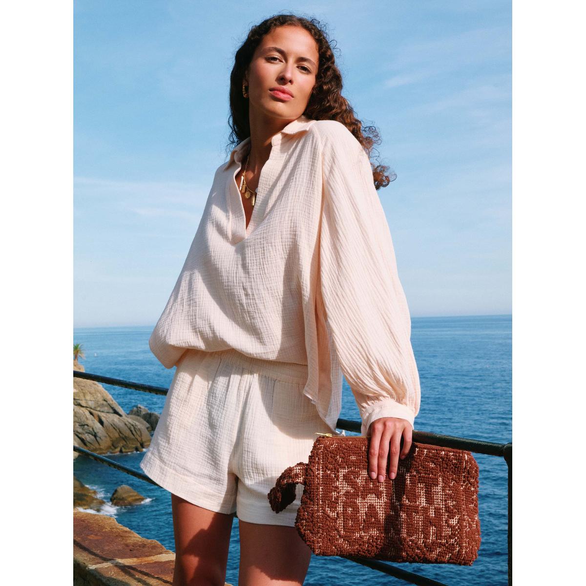 MC2 Saint Barth  Aline Tufting brown cotton pochette