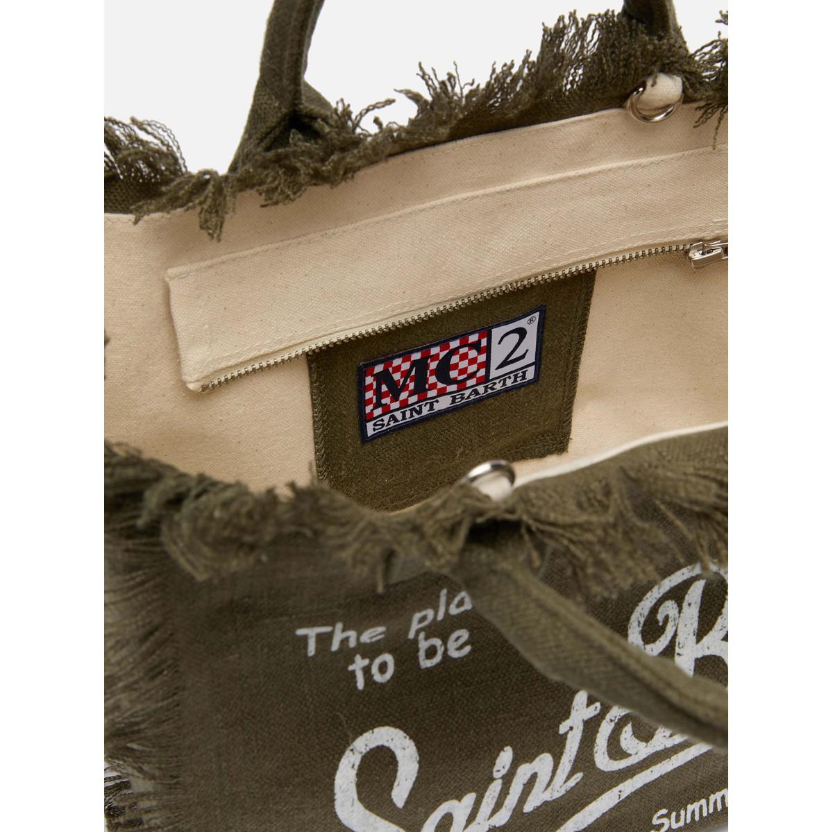 MC2 Saint Barth Colette military green handbag in 100% LINEN
