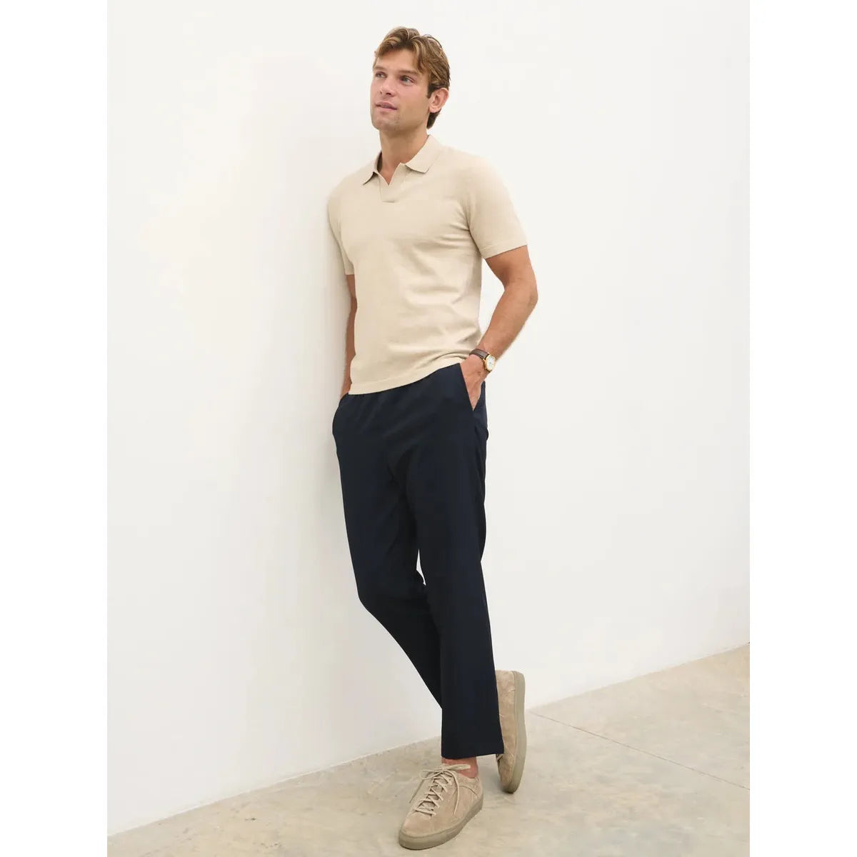 NOBL West Knit Polo Top Beige