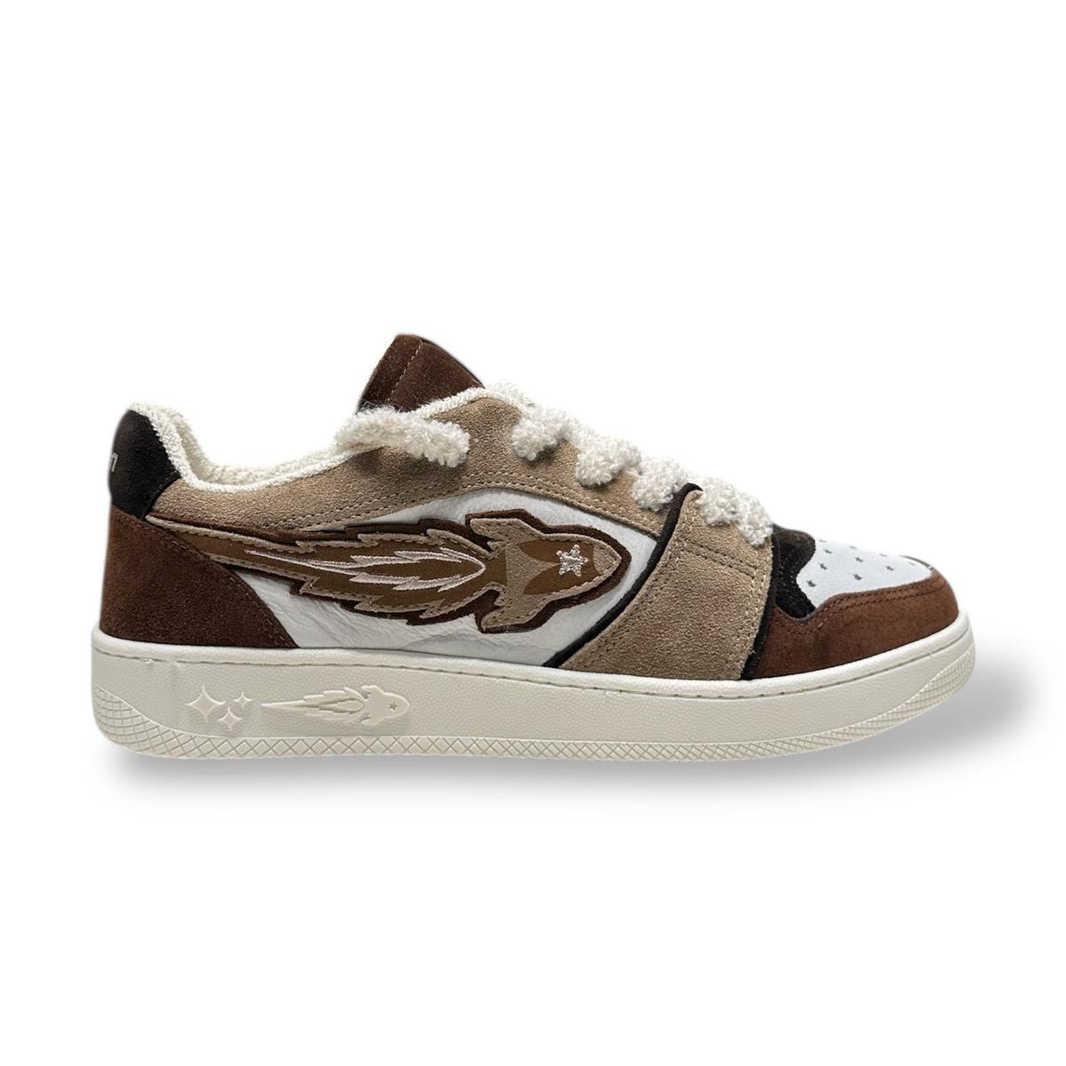 Enterprise Japan X Mr Something EGG Rocket Sneakers In Beige/Marrone/Bianco Suede and Nubuck
