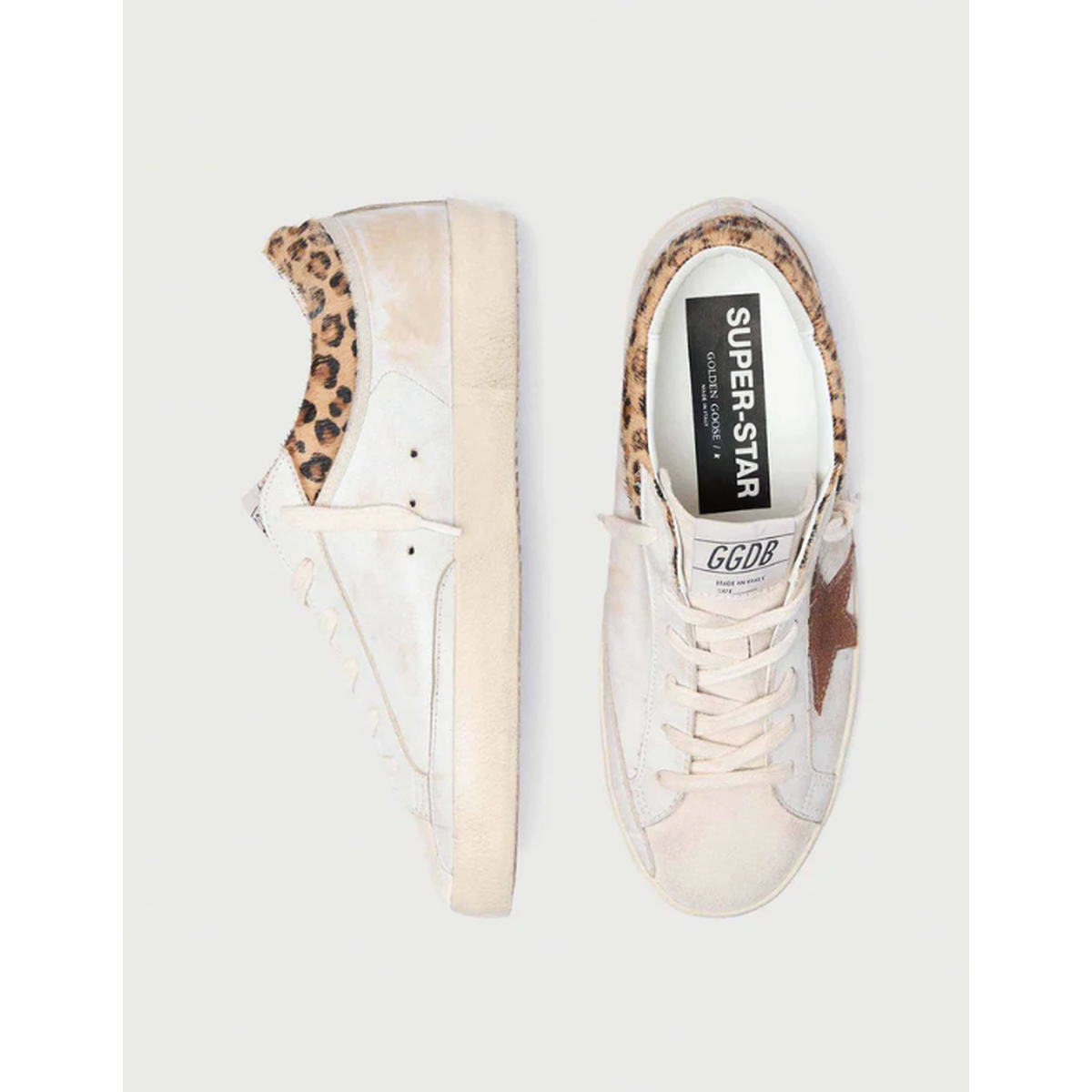 Golden Goose  White Beige/Seedpearl/Beige Brown Leo/Brick Red Super-Star Sneakers