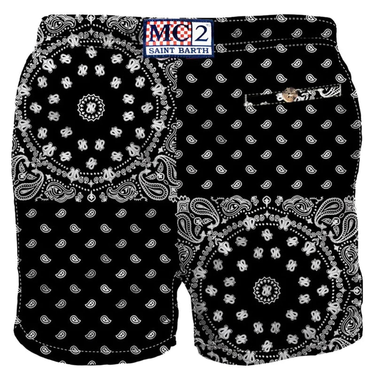 MC2 Man Swim Shorts With Black Bandanna Print