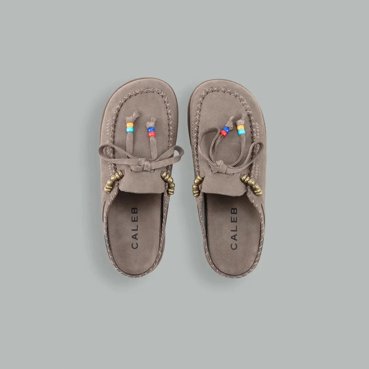 Caleb Kaia Embroidered Mules in Taupe