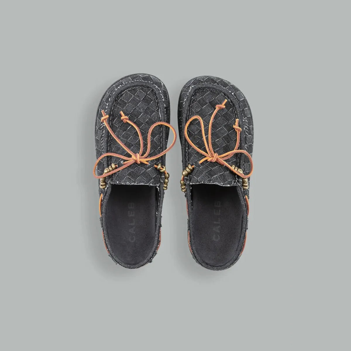 Caleb Kaia Embroidered Mules in Black Denim