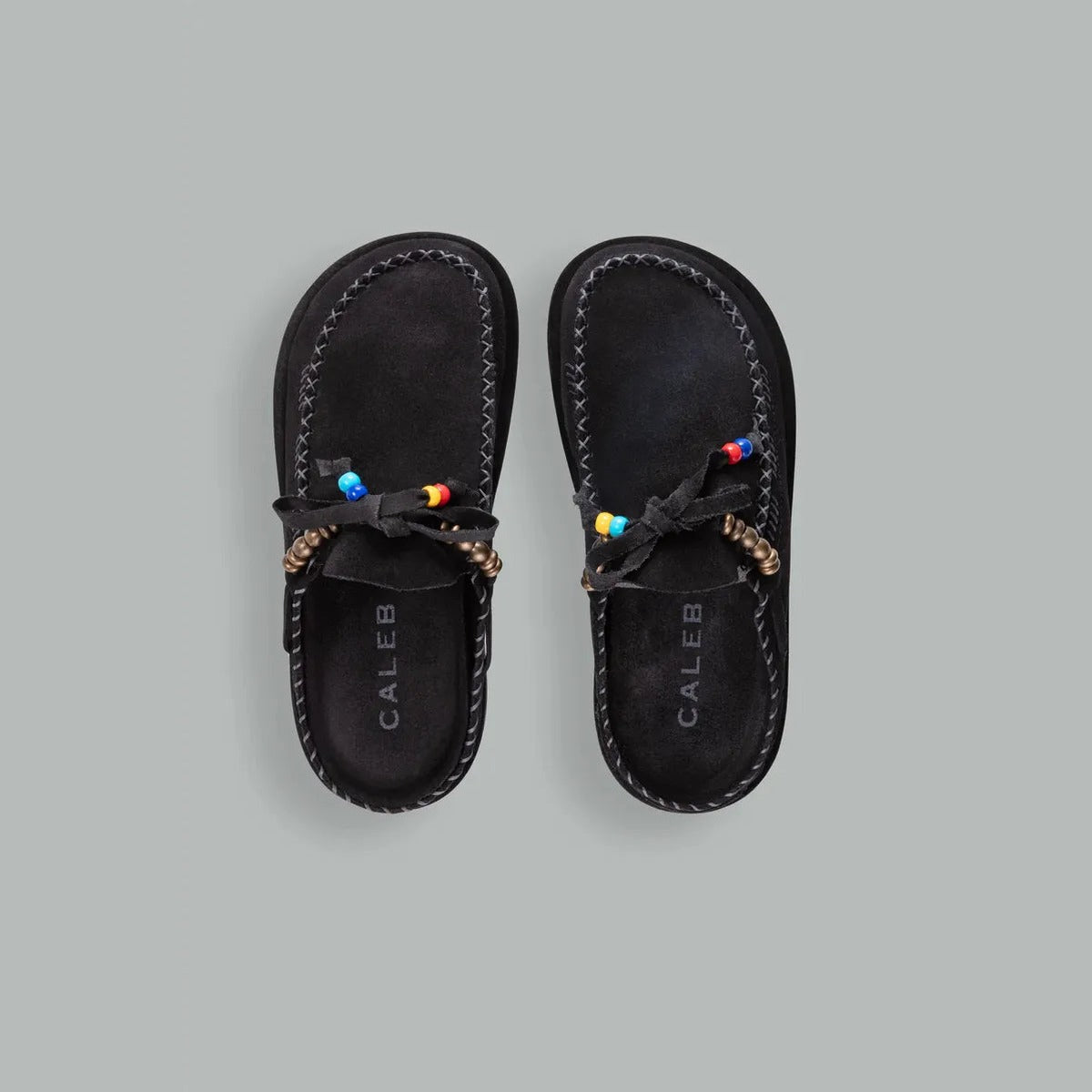 Caleb Kaia Embroidered Mules in Black