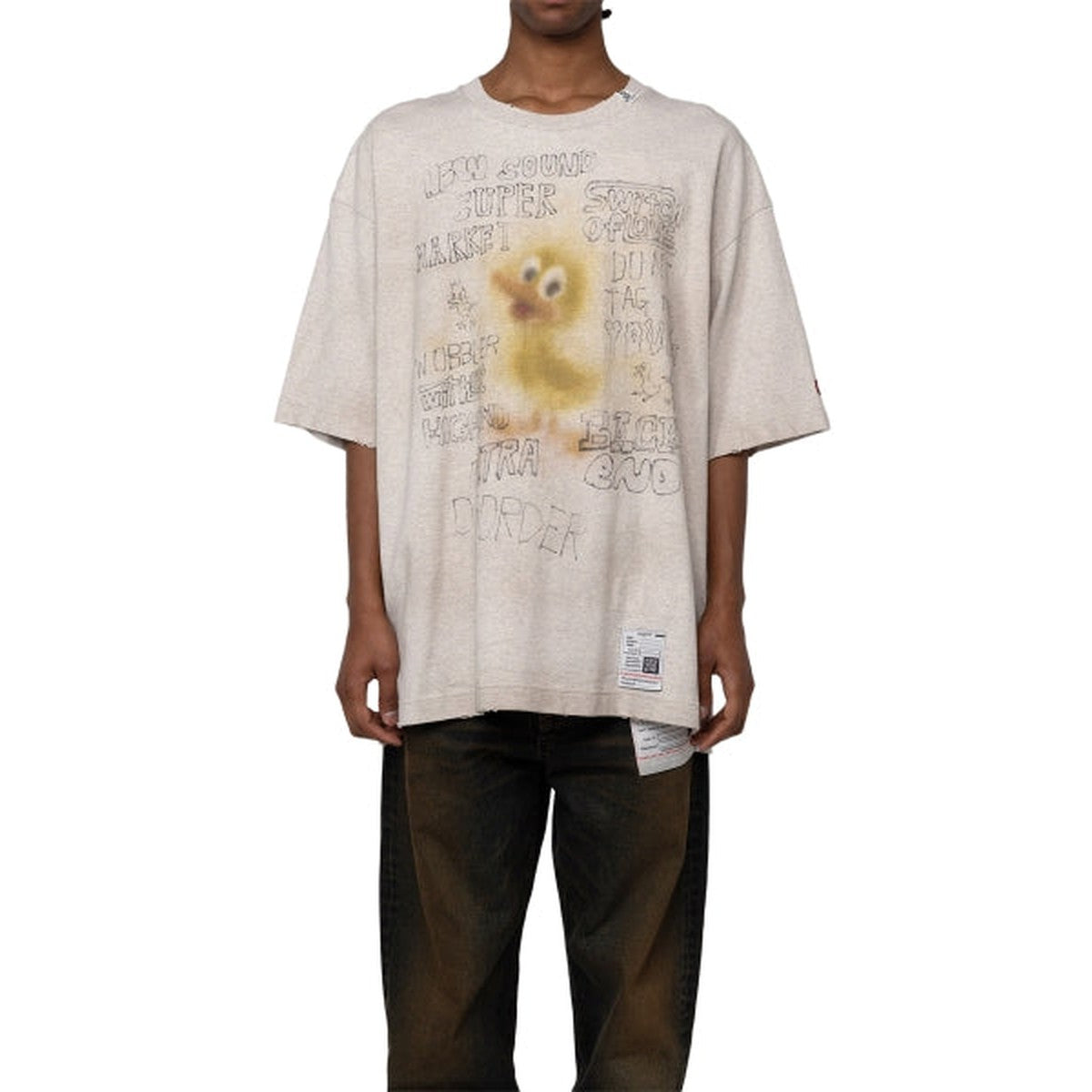 Maison Mihara Duck Printed Distressed T-shirt