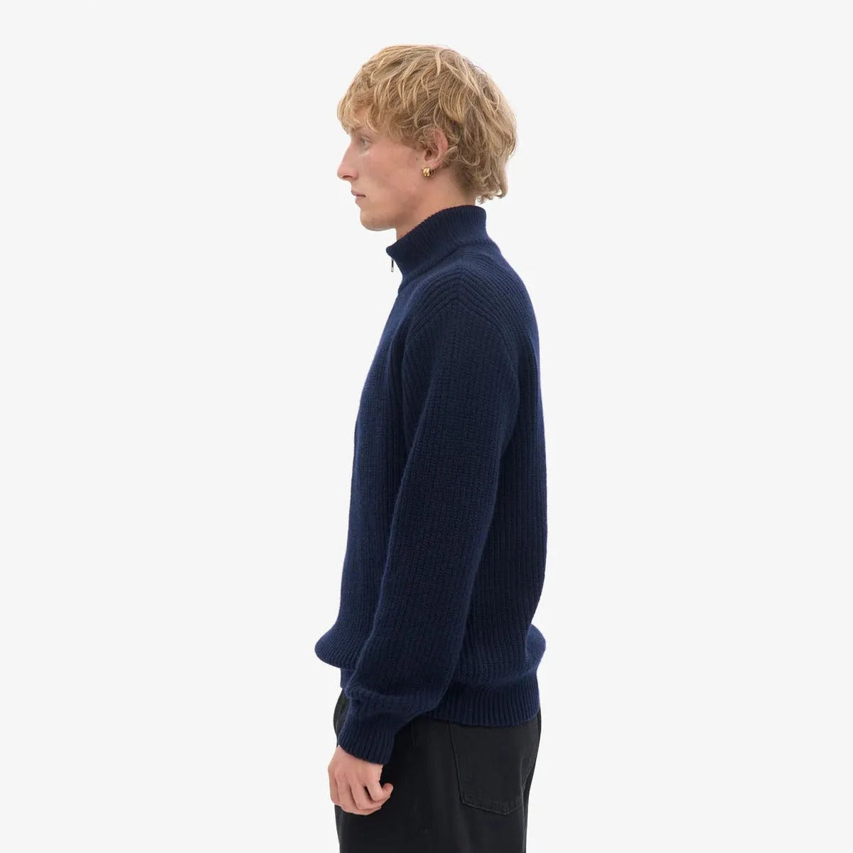 Colorful Standard Merino Quarter Zip in Navy Blue